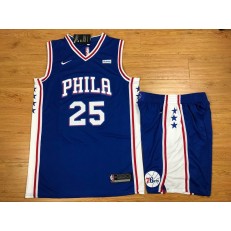 Philadelphia 76ers 25 Ben Simmons Blue Nike Swingman Men Jersey With Shorts