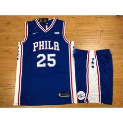 Philadelphia 76ers 25 Ben Simmons Blue Nike Swingman Men Jersey With Shorts