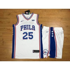 Philadelphia 76ers 25 Ben Simmons White Nike Swingman Men Jersey With Shorts