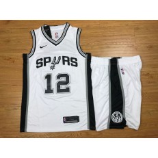 San Antonio Spurs 12 Lamarcus Aldridge White Nike Swingman Men Jersey With Shorts