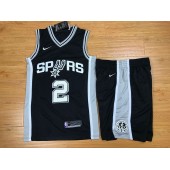 San Antonio Spurs 2 Kawhi Leonard Black Nike Swingman Men Jersey With Shorts