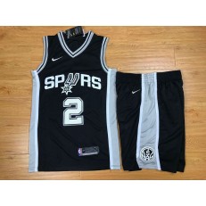 San Antonio Spurs 2 Kawhi Leonard Black Nike Swingman Men Jersey With Shorts