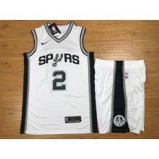 San Antonio Spurs 2 Kawhi Leonard White Nike Swingman Men Jersey With Shorts