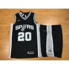 San Antonio Spurs 20 Manu Ginobili Black Nike Swingman Men Jersey With Shorts