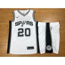 San Antonio Spurs 20 Manu Ginobili White Nike Swingman Men Jersey With Shorts
