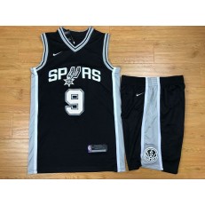 San Antonio Spurs 9 Tony Parker Black Nike Swingman Men Jersey With Shorts