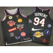 Supreme x Nike x NBA Logos Black Stitched Basketball Men Jersey
