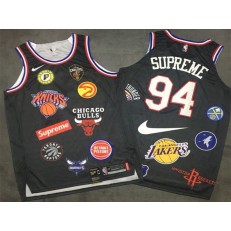 Supreme x Nike x NBA Logos Black Stitched Basketball Men Jersey