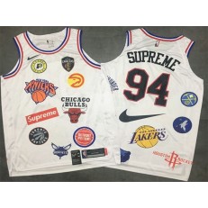 Supreme x Nike x NBA Logos White Stitched Basketball Men Jersey