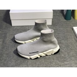 BALENCIAGA SPEED STRETCH-KNIT MID SNEAKERS LIGHT GREY