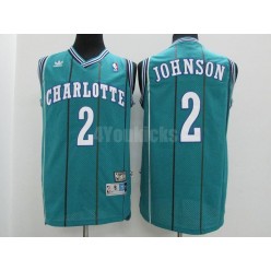 Charlotte Hornets #2 Larry Johnson Green Hardwood Classics Men Jersey