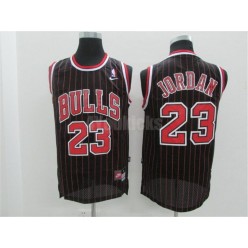 Chicago Bulls #23 Michael Jordan Black Red Stripe New Revolution 30 Men Jersey