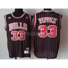 Chicago Bulls #33 Scottie Pippen Black With Red Strip Throwback Men Jersey