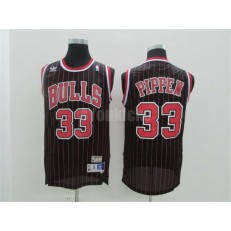 Chicago Bulls #33 Scottie Pippen Swingman Black Red Strip Throwback Adidas Men Jersey