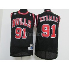 Chicago Bulls #91 Dennis Rodman Swingman Black Throwback Adidas Men Jersey