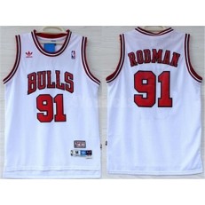 Chicago Bulls #91 Dennis Rodman White Hardwood Classics Men Jersey