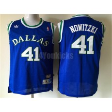 Dallas Mavericks #41 Dirk Nowitzki Blue Hardwood Classics Men Jersey