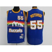 Denver Nuggets #55 Dikembe Mutombo Blue Hardwood Classics Swingman Men Jersey