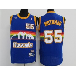 Denver Nuggets #55 Dikembe Mutombo Blue Hardwood Classics Swingman Men Jersey