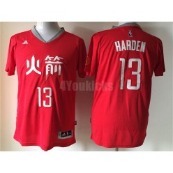 Houston Rockets #13 James Harden Red Chinese New Year Short Sleeve Men Jersey