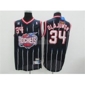 Houston Rockets #34 Hakeem Olajuwon Navy Throwback Stitched Men Jersey