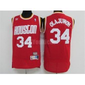 Houston Rockets #34 Hakeem Olajuwon Red Hardwood Classics Men Jersey
