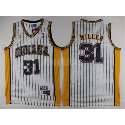 Indiana Pacers #31 Reggie Miller White Throwback Mitchell And Ness Men Jersey