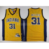 Indiana Pacers #31 Reggie Miller Yellow Throwback Mitchell And Ness Men Jersey