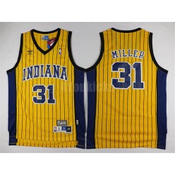 Indiana Pacers #31 Reggie Miller Yellow Throwback Mitchell And Ness Men Jersey