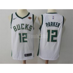 Milwaukee Bucks #12 Jabari Parker White Nike Swingman Men Jersey