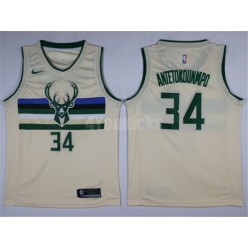 Milwaukee Bucks #34 Giannis Antetokounmp Cream City Edition Nike Men Jersey