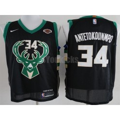Milwaukee Bucks #34 Giannis Antetokounmpo Black Nike Authentic Men Jersey