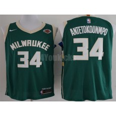 Milwaukee Bucks #34 Giannis Antetokounmpo Green Nike Authentic Men Jersey