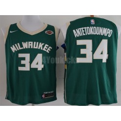 Milwaukee Bucks #34 Giannis Antetokounmpo Green Nike Authentic Men Jersey