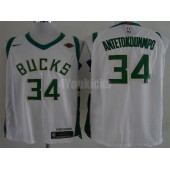 Milwaukee Bucks #34 Giannis Antetokounmpo White Nike Authentic Men Jersey