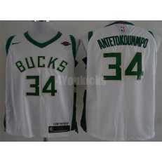 Milwaukee Bucks #34 Giannis Antetokounmpo White Nike Authentic Men Jersey