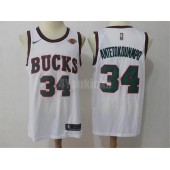 Milwaukee Bucks #34 Giannis Antetokounmpo White Nike Throwback Swingman Men Jersey