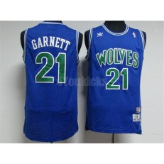 Minnesota Timberwolves #21 Retro Garnett Blue Throwback Stitched Men Jersey