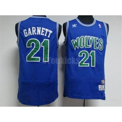 Minnesota Timberwolves #21 Retro Garnett Blue Throwback Stitched Men Jersey