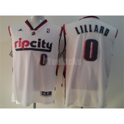 Portland Trail Blazers #0 Damian Lillard White Throwback Men Jersey