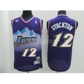 Utah Jazz #12 John Stockton Purple Hardwood Classics Men Jersey