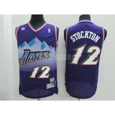 Utah Jazz #12 John Stockton Purple Hardwood Classics Men Jersey