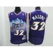 Utah Jazz #32 Karl Malone Purple Hardwood Classics Men Jersey