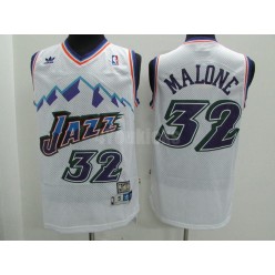 Utah Jazz #32 Karl Malone White Hardwood Classics Men Jersey