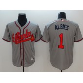 MLB Atlanta Braves #1 Ozzie Albies Gray Cool Base Men Jersey