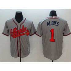 MLB Atlanta Braves #1 Ozzie Albies Gray Cool Base Men Jersey