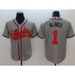MLB Atlanta Braves #1 Ozzie Albies Gray Cool Base Men Jersey