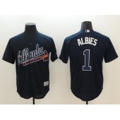 MLB Atlanta Braves #1 Ozzie Albies Navy Cool Base Men Jersey