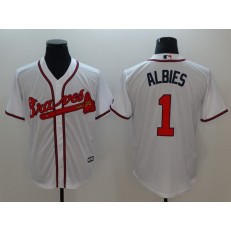 MLB Atlanta Braves #1 Ozzie Albies White Cool Base Men Jersey