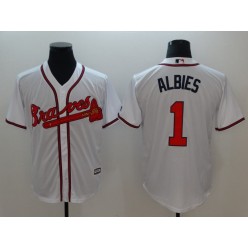 MLB Atlanta Braves #1 Ozzie Albies White Cool Base Men Jersey